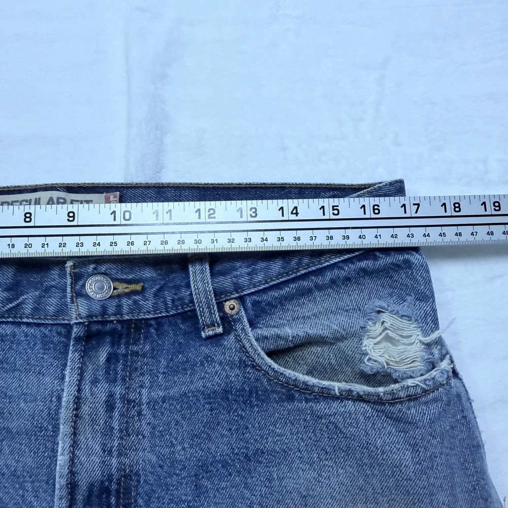Levi's‎ 505 Regular Fit Jeans Blue Distressed Straight Leg Denim W34 L30
